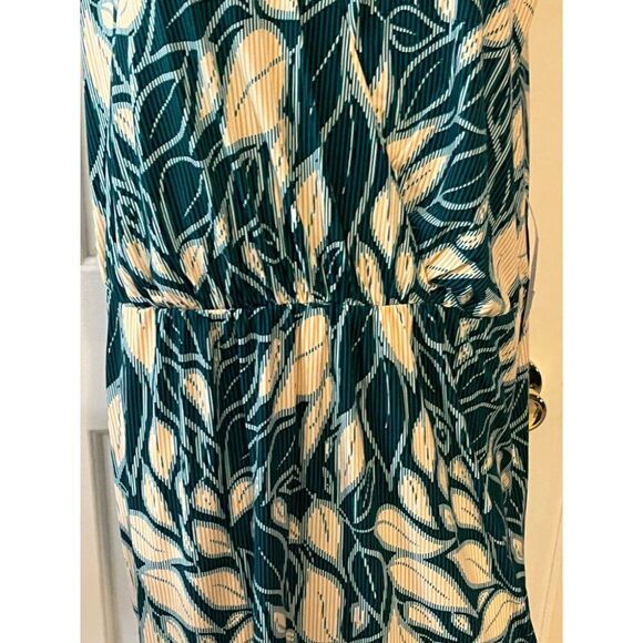 London Time Women's Summer Dress 14W Green & Beach V-Neck - Picture 3 of 8